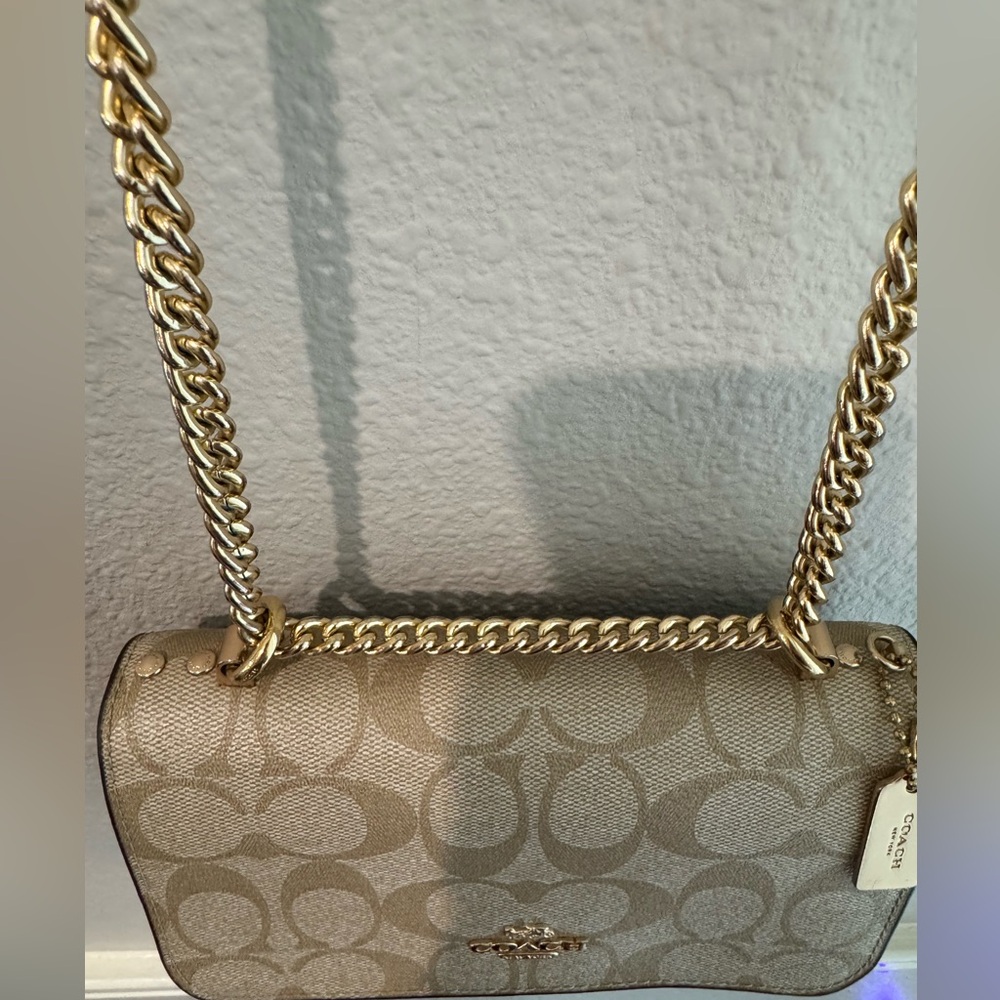 Klare Crossbody Coach Tan and Gold Women's Bag - Picture 7 of 11